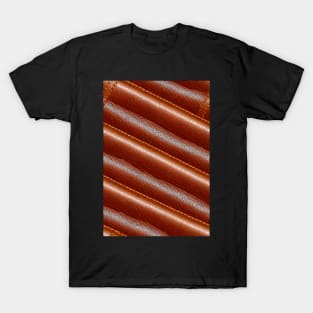 Dark Brown Leather Stripes, natural and ecological leather print #72 T-Shirt